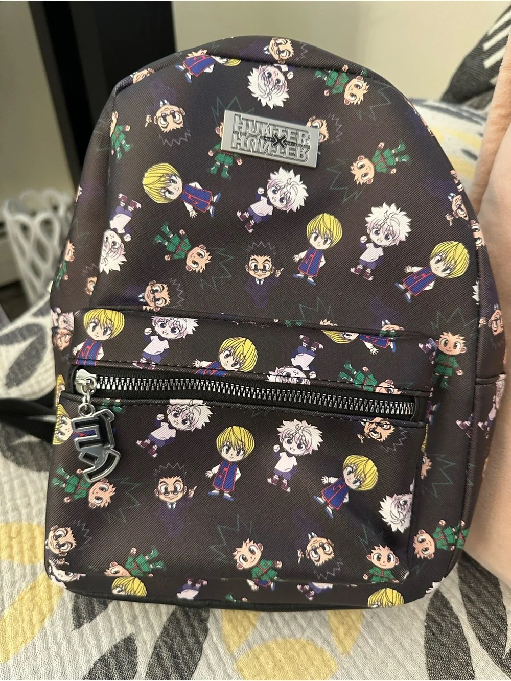 Hot Topic Black Mini Backpack with Colorful Anime Character Print